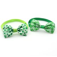 Cute Ribbon St. Patrick Shamrock Bow Knot Pet Collar main image 4