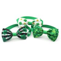 Cute Ribbon St. Patrick Shamrock Bow Knot Pet Collar main image 3