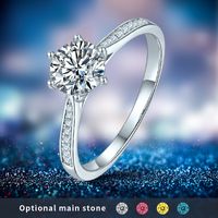 Luxurious Shiny Round Sterling Silver Gra Plating Inlay Moissanite Rhodium Plated Silver Plated Rings main image 1