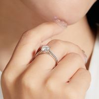 Luxurious Shiny Round Sterling Silver Gra Plating Inlay Moissanite Rhodium Plated Silver Plated Rings main image 5