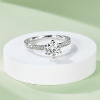 Luxurious Shiny Round Sterling Silver Gra Plating Inlay Moissanite Rhodium Plated Silver Plated Rings main image 4