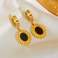 Elegant Simple Style Round Titanium Steel Plating Chain Inlay Shell 18k Gold Plated Earrings Necklace main image 3