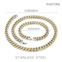 Hip-Hop Simple Style Solid Color Titanium Steel Polishing 18K Gold Plated Men's Bracelets Necklace main image 2