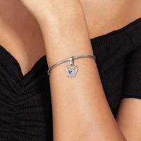 Classic Style Heart Shape Bow Knot Rectangle Sterling Silver Epoxy Inlay Zircon Charms Jewelry Accessories main image 6