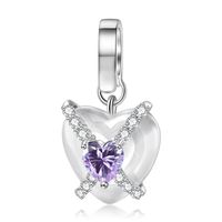 Classic Style Heart Shape Bow Knot Rectangle Sterling Silver Epoxy Inlay Zircon Charms Jewelry Accessories sku image 9