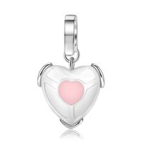 النمط الكلاسيكي شكل القلب عقدة القوس مستطيل الفضة الاسترليني الايبوكسي ترصيع الزركون مفاتن اكسسوارات المجوهرات sku image 2
