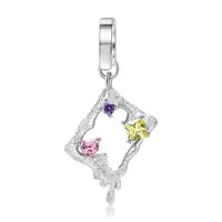 Classic Style Heart Shape Bow Knot Rectangle Sterling Silver Epoxy Inlay Zircon Charms Jewelry Accessories sku image 4