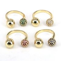 Wholesale Vintage Style Geometric Copper Inlay Zircon Open Rings main image 2