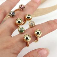 Wholesale Vintage Style Geometric Copper Inlay Zircon Open Rings main image 7