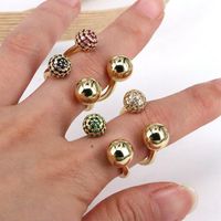 Wholesale Vintage Style Geometric Copper Inlay Zircon Open Rings main image 6