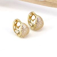 1 Pair Elegant Simple Style C Shape Plating Inlay Copper Zircon 18K Gold Plated Earrings main image 3