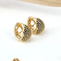 1 Pair Elegant Simple Style C Shape Plating Inlay Copper Zircon 18K Gold Plated Earrings sku image 4