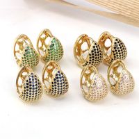 1 Pair Elegant Simple Style C Shape Plating Inlay Copper Zircon 18K Gold Plated Earrings main image 8