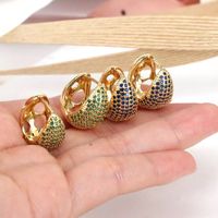 1 Pair Elegant Simple Style C Shape Plating Inlay Copper Zircon 18K Gold Plated Earrings main image 7