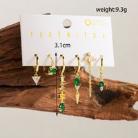 1 Set Simple Style Geometric Plating Inlay Copper Zircon 14k Gold Plated Drop Earrings main image 2