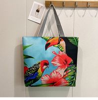 Women's Large Canvas Color Block Streetwear Square Zipper Shoulder Bag sku image 1