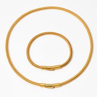 304 Stainless Steel 16K Gold Plated White Gold Plated Gold Plated Simple Style Polishing Plating Solid Color Bracelets Necklace main image 7