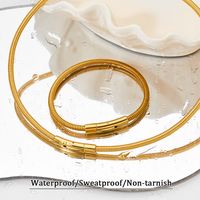 304 Stainless Steel 16K Gold Plated White Gold Plated Gold Plated Simple Style Polishing Plating Solid Color Bracelets Necklace main image 6