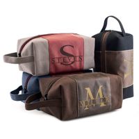 Vintage Style Classic Style Solid Color Pu Leather Canvas Square Makeup Bags main image 5