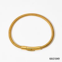 304 Stainless Steel 16K Gold Plated White Gold Plated Gold Plated Simple Style Polishing Plating Solid Color Bracelets Necklace sku image 2
