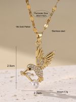 Elegant Glam Luxurious Bird Stainless Steel Plating Inlay Zircon 18k Gold Plated Pendant Necklace main image 2