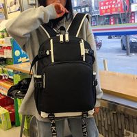 Unisex Solid Color Oxford Cloth Zipper Functional Backpack Laptop Backpack main image 4