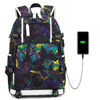 Unisex Flower Oxford Cloth Zipper Functional Backpack Laptop Backpack sku image 1