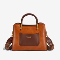 Women's Medium Pu Leather Color Block Streetwear Square Zipper Handbag main image 1