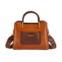Women's Medium Pu Leather Color Block Streetwear Square Zipper Handbag sku image 1