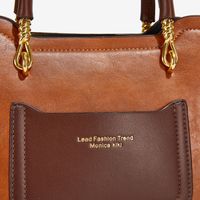 Women's Medium Pu Leather Color Block Streetwear Square Zipper Handbag main image 4