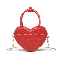 Women's Medium Pvc Solid Color Cute Heart-shaped Zipper Jelly Bag sku image 1