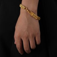 Hip Hop Toller Stil Geometrisch Titan Stahl Überzug 18 Karat Vergoldet Unisex Armbänder sku image 4