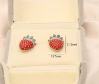 1 Pair Sweet Strawberry Enamel Plating Inlay Copper Zircon White Gold Plated Ear Studs main image 2