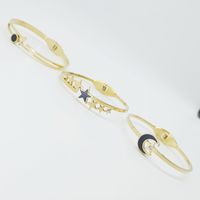 Elegant Simple Style Star Moon 304 Stainless Steel Gold Plated Artificial Rhinestones Bangle In Bulk main image 3
