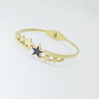 Elegant Simple Style Star Moon 304 Stainless Steel Gold Plated Artificial Rhinestones Bangle In Bulk main image 5