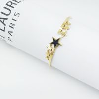 Elegant Simple Style Star Moon 304 Stainless Steel Gold Plated Artificial Rhinestones Bangle In Bulk main image 6