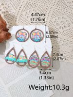 1 Pair Simple Style Rabbit Wood Iron Drop Earrings main image 5