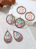 1 Pair Simple Style Rabbit Wood Iron Drop Earrings main image 9