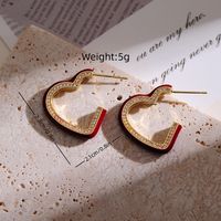1 Pair Sweet Heart Shape Enamel Plating Inlay Copper Artificial Diamond 18k Gold Plated Ear Studs main image 2