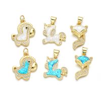 1 Piece Simple Style Fox Horse Copper Plating Inlay Pendant Jewelry Accessories main image 5