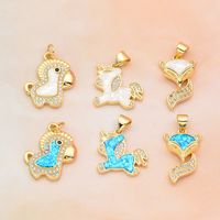 1 Piece Simple Style Fox Horse Copper Plating Inlay Pendant Jewelry Accessories main image 4