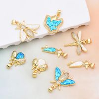 1 Piece Basic Bee Dragonfly Copper Plating Inlay Pendant Jewelry Accessories main image 1