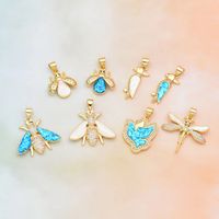 1 Piece Basic Bee Dragonfly Copper Plating Inlay Pendant Jewelry Accessories main image 4