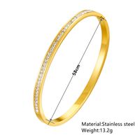 Princess Cute Solid Color Stainless Steel 18K Gold Plated Rhinestones Bangle In Bulk main image 2