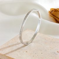 Princess Cute Solid Color Stainless Steel 18K Gold Plated Rhinestones Bangle In Bulk sku image 1