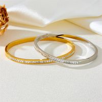 Princess Cute Solid Color Stainless Steel 18K Gold Plated Rhinestones Bangle In Bulk main image 1