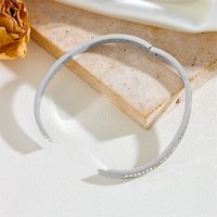 Princess Cute Solid Color Stainless Steel 18K Gold Plated Rhinestones Bangle In Bulk main image 6