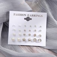 1 Set Ig Style Elegant Retro Solid Color Artificial Crystal Artificial Pearl Alloy Ear Studs main image 5