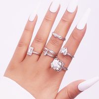 Ig Style Cute Shiny Heart Shape Alloy Inlay Artificial Crystal Artificial Pearls Women's Open Rings main image 3