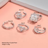 Ig Style Cute Shiny Heart Shape Alloy Inlay Artificial Crystal Artificial Pearls Women's Open Rings main image 2